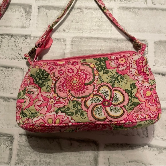 PREOWNED VERA BRADLEY PINK FLORAL LONG STRAP PURSE - Picture 4 of 5